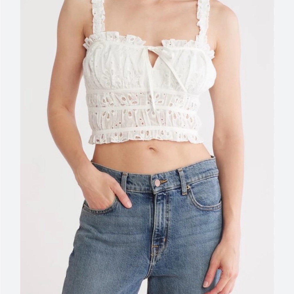 White Lace Cropped Tank Top - Brand: